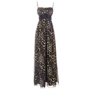 NWT Calvin Klein (Brown/Black) Animal Print Strapless Maxi Gown - Size 4